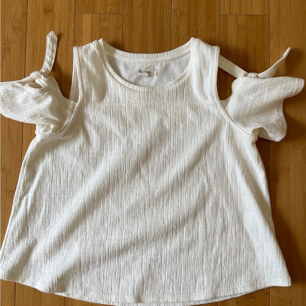 Madewell White Cold Shoulder Top